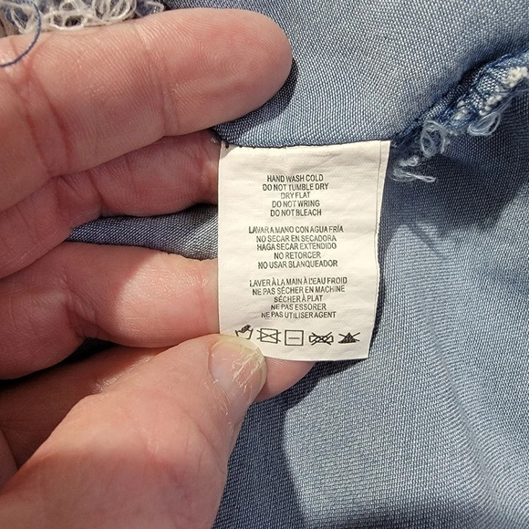 Thread & Supply Lightweight Denim Romper Pockets Collar Drawstring Size M - Picture 7 of 10